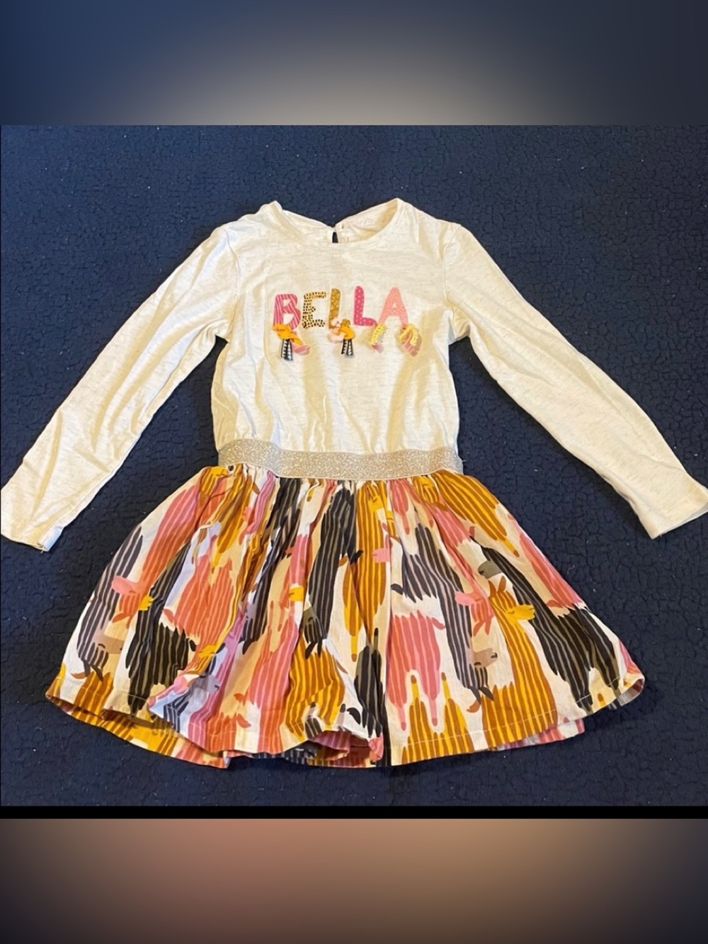 Catimini Dress-Cream Top with Multicolor Pleated Skirt